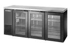 image of True TBB24-72-3G-Z1-SFT-B-1 72" Two‑Section Cooler, 125 6‑Pack Cans, 6‑Shelf, R290, 1/4 HP 115V
