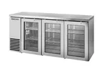 image of True TBB24-72-3G-Z1-SFT-S-1 72" Bar Cooler, 125/3½‑Barrel, 3 Doors, 6 Shelves, R290, 1/4 HP 115V