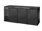 image of True TBB24-72-3S-Z1-BST-B-1 72" Cooler, 125 12oz Cans or 3 ½‑Barrels, 6 Shelves/3 Doors, Black Steel