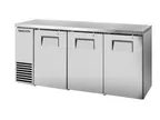 image of True TBB24-72-3S-Z1-SFT-S-1 72" 2‑Section Bar Cooler, 125 12‑oz Cans, Stainless, R290, 1/4 HP 115V