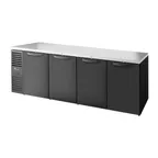image of True TBR108-RISZ1-L-B-SSSS-1 108" Black 4 Solid Swing Door Back Bar Refrigerator 