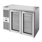 image of True TBR48-RISZ1-L-S-GG-1 48" Stainless Steel Back Bar Refrigerator with 2 Glass Doors & LED