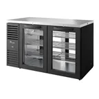 image of True TBR60-PTSZ1-L-B-GG-GG-1 60" 4 Glass Swing Door Pass-Thru Single Zone Refrigerator
