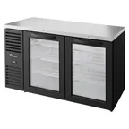 image of True TBR60-RISZ1-L-B-GG-1 60" Back Bar Refrigerator with 2 Glass Swing Doors & LED Lighting