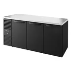 image of True TBR72-RISZ1-L-B-SSS-1 72" 3 Solid Swing Door Back Bar Refrigerator with LED Lighting