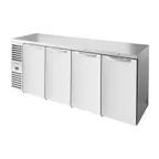 image of True TBR92-RISZ1-L-S-SSSS-1 Stainless Steel 92" 4 Solid Door Back Bar Refrigerator with LED