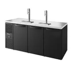 image of True TDR72-RISZ1-L-B-SSS-1 72" Three Section Solid Door Black Draft Beer Cooler, 120 Volts