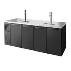 image of True TDR92-RISZ1-L-B-SSSS-1 92" Four Section Black Draft Beer Cooler, LED Lighting, 120 Volts