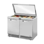 image of True TFP-48-18M-FGLID-HC~SPEC3 48" Mega Top Sandwich/Salad Prep Table w/ 2 Doors, 18 Pans