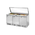 image of True TFP-72-30M-FGLID~SPEC3 72" Mega Top Sandwich/Salad Prep Table w/ 3 Doors, 30 Pans