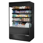 image of True TOAM-48GS-HC~NSL01 48" Vertical Air Curtain Merchandiser in Black, Self-Contained, 4 Shelves, Glass Sides