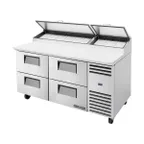 image of True TPP-AT-67D-4-HC~SPEC3 67" Refrigerated Pizza Prep Table w/ 4 Drawers, (9) 1/3 Pans