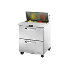 image of True TSSU-27-08D-2-HC~SPEC3 27" One Section Sandwich / Salad Prep Table w/ 2 Drawers, 8 Pans