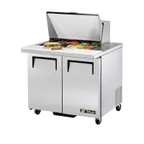 image of True TSSU-36-15M-B-HC 36" 2-Door Mega Top Sandwich and Salad Prep Table, 15 Pans