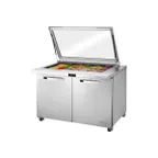 image of True TSSU-48-18M-B-FGLID-HC~SPEC3 48" Mega Top Sandwich/Salad Prep Table w/ 2 Doors 18 Pans