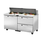 image of True TSSU-60-16D-2-HC~SPEC3 60" Sandwich / Salad Prep Table w/ 1 Door & 2 Drawers, 16 Pans