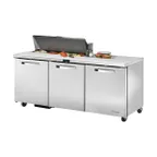 image of True TSSU-72-10-HC~SPEC3 72" Three Section Sandwich / Salad Prep Table w/ 3 Doors, 10 Pans