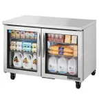 image of True TUC-48G-HC~FGD01 48" 2-Section Undercounter Refrigerator w/ 2 Glass Doors
