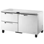 image of True TUC-60-32D-2-HC~SPEC3 60" 2-Section Undercounter Refrigerator w/ 2 Drawers & 1 Door