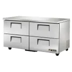 image of True TUC-60D-4-HC 60" 2-Section Undercounter Refrigerator w/ 4 Drawers