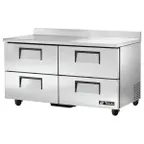 image of True TWT-60D-4-HC 60" 2-Section Worktop Refrigerator w/ 4 Drawers, Rear Mounted