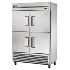 image of True TS-49-4-HC 54" 2-Section Reach-In Refrigerator w/ 4 Solid Half Doors, Bottom Mount, Stainless Steel