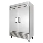image of True TS-49-HC 54" Two Section Reach-In Refrigerator w/ 2 Solid Doors, Bottom Mount, Stainless Steel