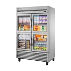 image of True TS-49G-4-HC~FGD01 54" 2-Section Reach-In Refrigerator w/ 4 Glass Half Doors, Bottom Mount, Stainless Steel