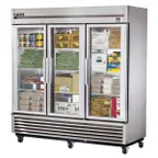 image of True TS-72FG-HC~FGD01 78" 3-Section Reach-In Freezer, 3 Glass Doors, Bottom Mount, 72 cu. ft., Stainless Steel