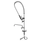 image of T&S Brass 5PR-2S08 Equip Pre-Rinse Unit, Single Hole Base, 18" Flexible Inlets