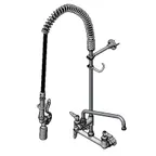 image of T&S Brass B-0133-12CRBCF1 Pre-Rinse Unit, 8" Wall Mount, 12" Add-On Swing Nozzle