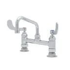 image of T&S Brass B-0222-WH4 Mixing Faucet, Double, Deck Mount, 8" Adjustable Center