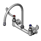 image of T&S Brass B-0230-135X-WH4 Pantry Mixing Faucet, Double, Wall Mount, 8" Centers