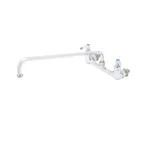 image of T&S Brass B-0230-CC-CR Pantry Mixing Faucet, Double, Wall Mount, 8" Centers