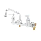 image of T&S Brass B-0232-ELK Pantry Faucet, Double, 6" Swing Nozzle, Wall Mount, 8" C/C