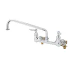 image of T&S Brass B-0233 Sink Mixing Faucet, 12" Swing Nozzle, Wall Mounted, 8" Centers