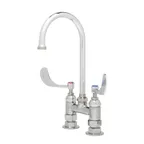 image of T&S Brass B-0325-WH4 Pantry Faucet, Double, Deck Mount, 4" Adjustable Centers