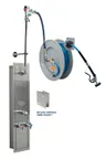 image of T&S Brass B-7242-U01WS8BC 50' Epoxy Coated Open Hose Reel with Stainless Steel Surface Cabinet with Bottom Inlets