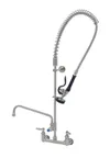 image of T&S Brass S-0133-A12-B Eversteel Pre-Rinse Unit: Easyinstall 8" Stainless Steel Wall Mount Mixing Faucet