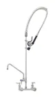image of T&S Brass S-0133-A12-BJ Eversteel Pre-Rinse Unit: 8” Wall Mount Mixing Faucet with Stainless Steel Body
