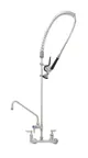 image of T&S Brass S-0133-A12-BY Eversteel Pre-Rinse Unit: 8” Wall Mount Mixing Faucet with Stainless Steel Body
