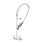 image of T&S Brass S-0133-B Eversteel Pre-Rinse Unit: Easyinstall 8" Stainless Steel Wall Mount Mixing Faucet