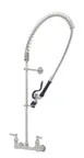 image of T&S Brass S-0133-BJ Eversteel Pre-Rinse Unit: 8” Wall Mount Mixing Faucet with Stainless Steel Body