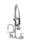 image of T&S Brass SMPF-8WLN-06 Eversteel Pre-Rinse Unit: 8" Stainless Steel Wall Mount Mixing Faucet