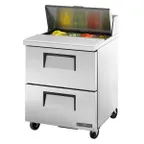 image of True TSSU-27-08D-2-HC 27" One Section Sandwich / Salad Prep Table w/ 2 Drawers, 8 Pans