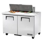 image of True TSSU-48-10-HC 48" Two Section Sandwich / Salad Prep Table w/ 2 Doors, 10 Pans