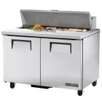 image of True TSSU-48-12-HC 48" Two Section Sandwich / Salad Prep Table w/ 2 Doors, 12 Pans
