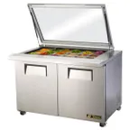 image of True TSSU-48-18M-B-FGLID-HC 48" Mega Top Sandwich/Salad Prep Table w/ 2 Doors 18 Pans
