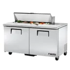 image of True TSSU-60-12-HC 60" Two Section Sandwich / Salad Prep Table w/ 2 Doors, 12 Pans
