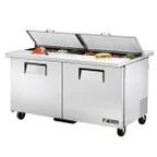 image of True TSSU-60-16-DS-ST-HC 60" Two Section Sandwich / Salad Prep Table w/ 2 Doors, 16 Pans